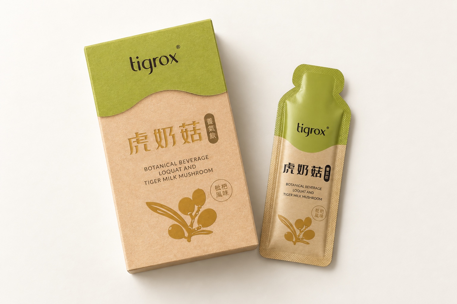 TIGROX 虎奶菇養氣飲外盒與即飲包
